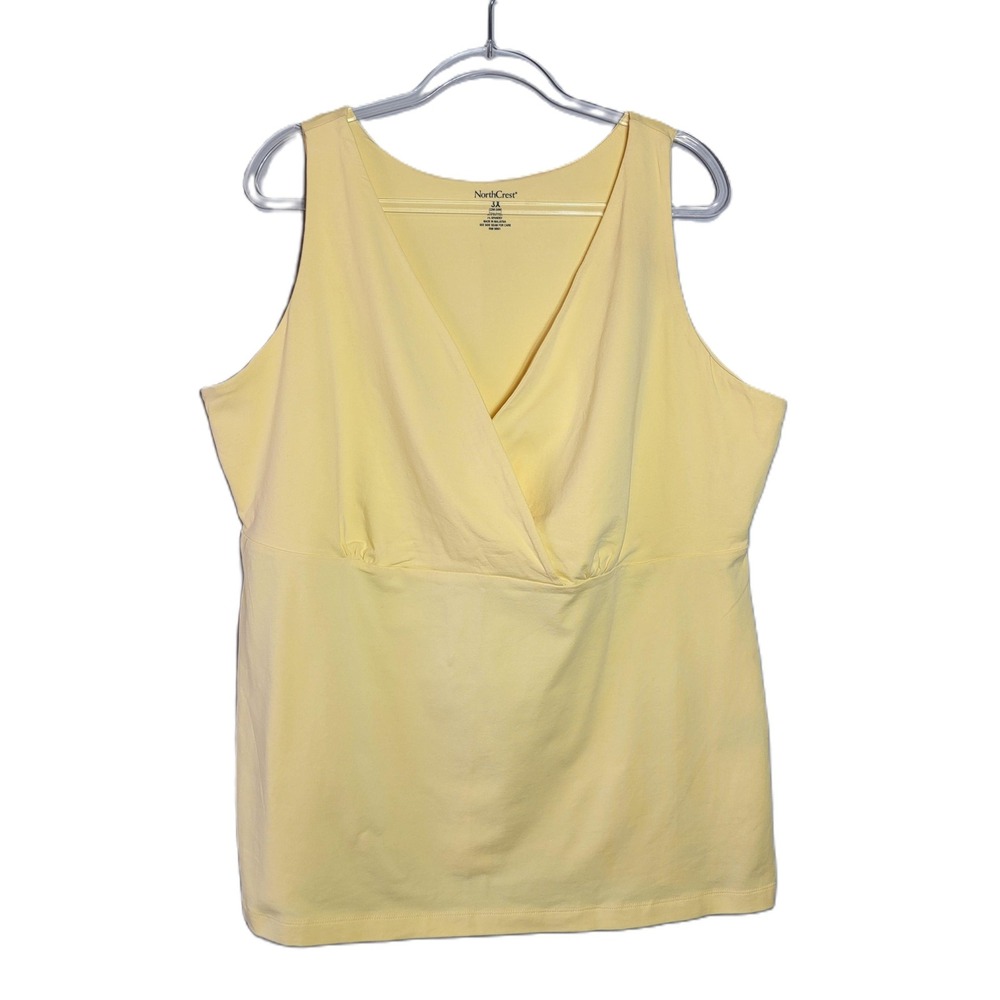 NorthCrest Womens 3X Yellow Golden Haze Surplice V-Neck Stretch Tank Top NWT